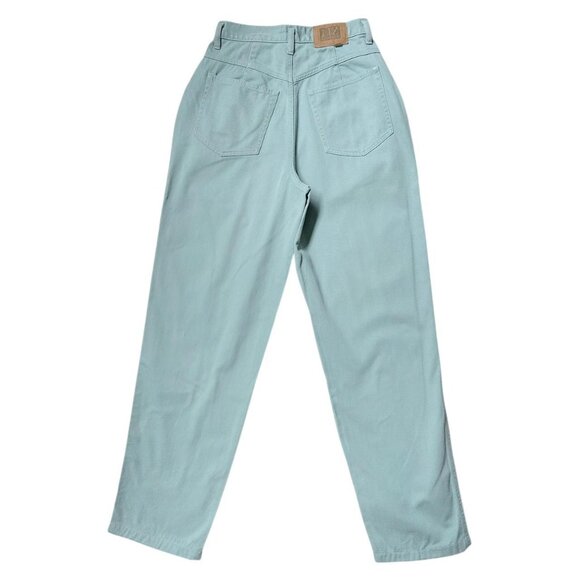 90s vintage pleated mom jeans pastel light green tapered Liz Claiborne Lizwear. - Picture 2 of 5